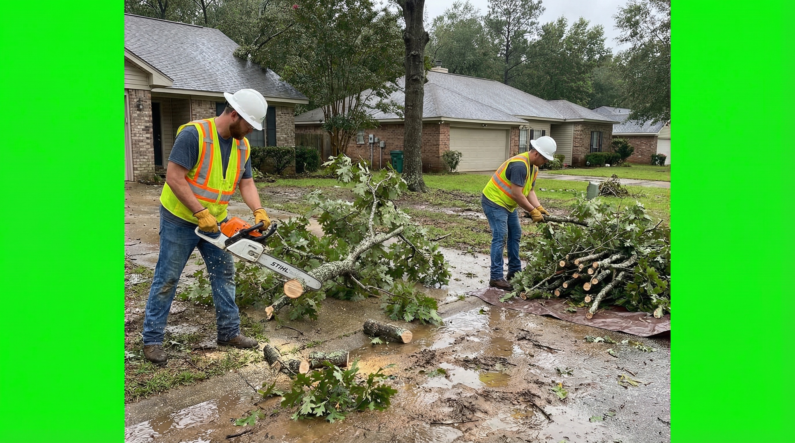 Storm tree cleanup in Maumelle