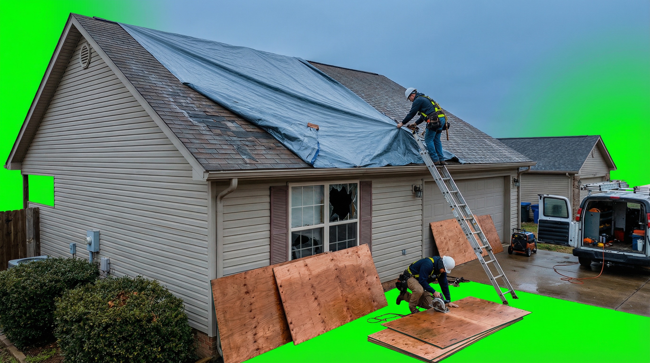 Emergency roof tarping service